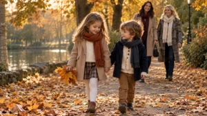 bambini per mano passeggiano nel parco